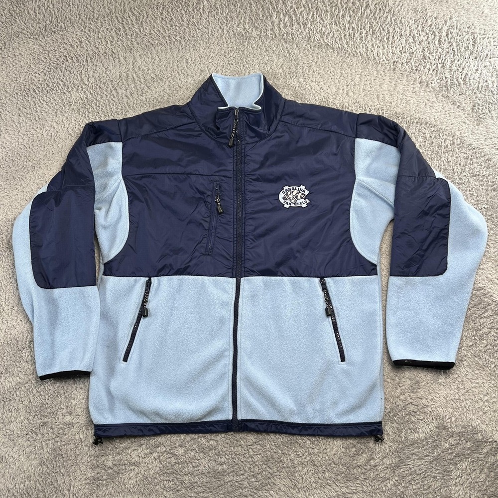 UNC Fleece Jacket Mens L Blue Navy Athleisure North Carolina Tar Heels Zip Up